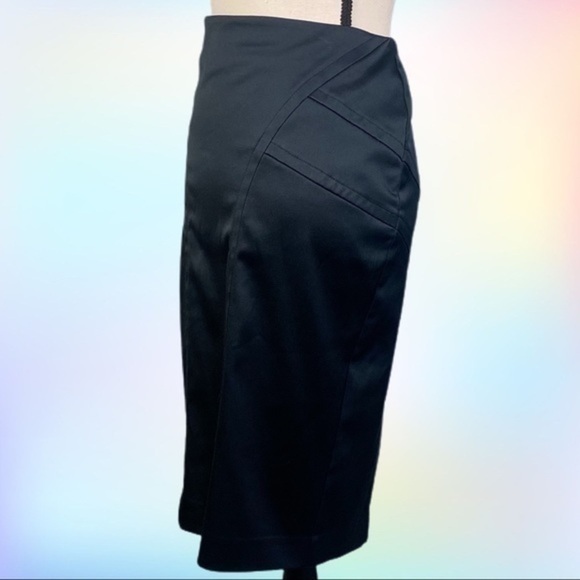 WAREHOUSE black satin straight skirt with decorative seams in size 12. EUC - Picture 5 of 13